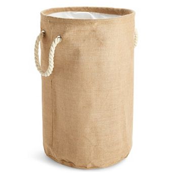 Collapsible Laundry Basket Large with Drawstring Top Closure (13.4 x 22 in