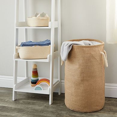 Collapsible Laundry Basket Large with Drawstring Top Closure (13.4 x 22 in)