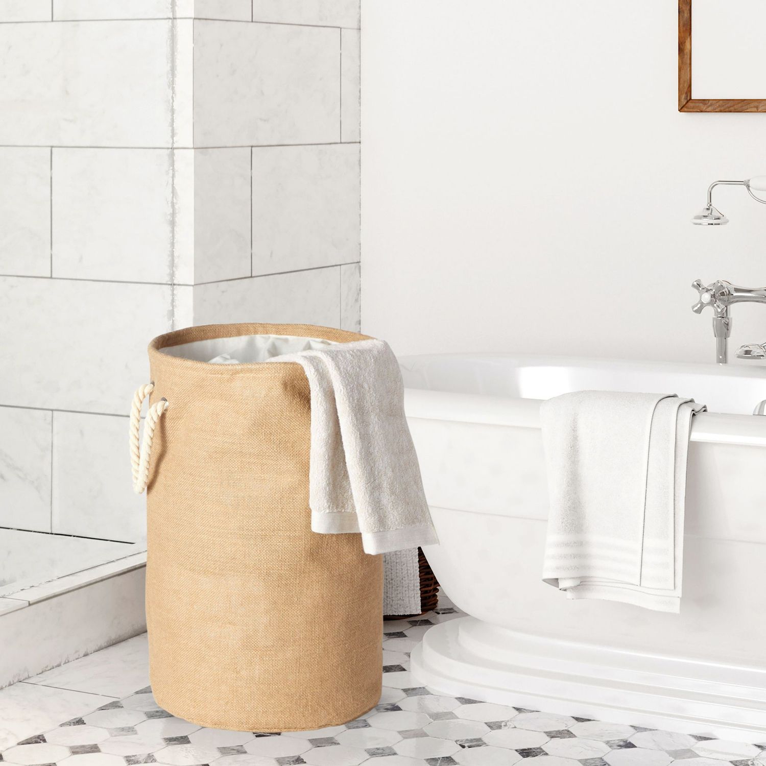 thumbnail image 2 of Juvale Collapsible Laundry Basket - Large With Drawstring Top - 13.4 X 22 In - Brown 2 of 6