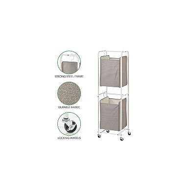mDesign Vertical Portable Laundry Hamper Basket - Metal Frame - Black