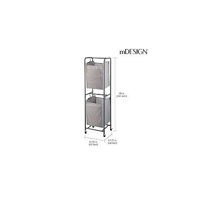 mDesign Vertical Portable Laundry Hamper Basket - Metal Frame - Black