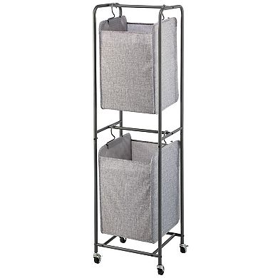 mDesign Vertical Portable Laundry Hamper Basket - Metal Frame - Black
