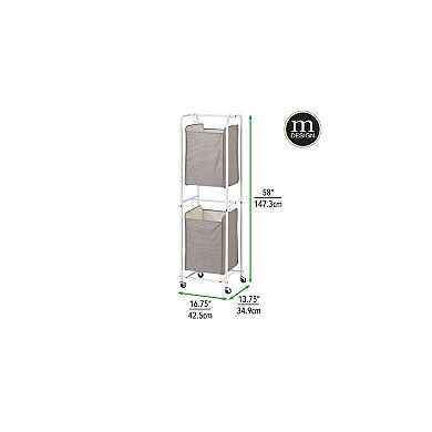 mDesign Vertical Portable Laundry Hamper Basket - Metal Frame - Black