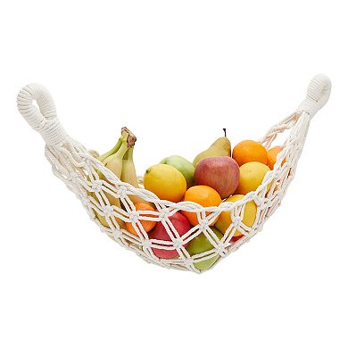 Macrame Hanging Fruit Basket for Produce, Under Cabinet Storage, 6x25x15 in