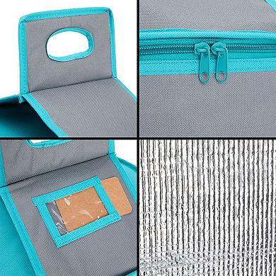 Insulated Round Thermal Food Casserole Carrier Bag, Teal and Grey (4.5x12.25 in)