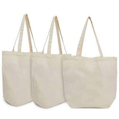 3x Reusable Canvas Grocery Shopping Tote Bags Non Woven Cloth for Women 17x20