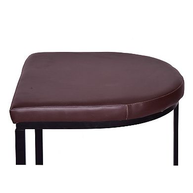 26 Inch Counter Height Stool with Vegan Faux Leather Upholstery, Black Iron Frame, Dark Brown