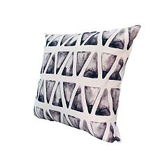 20 x 20 Square Cotton Accent Throw Pillow, Soft Banded Braided Patchwork, White, Cream