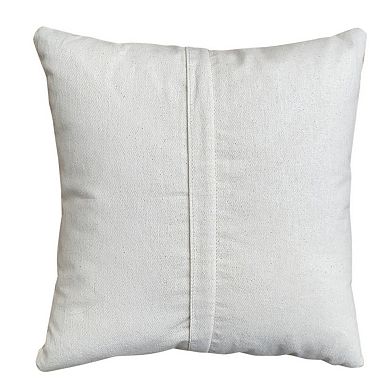 17 x 17 Inch Square Cotton Accent Throw Pillows, Leaf Embroidery, Set of 2, White, Green, Yellow