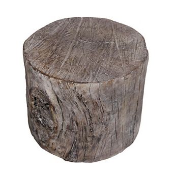 Antique Round Tree Stump Cement Stool, Brown