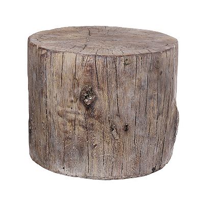 Antique Round Tree Stump Cement Stool, Brown