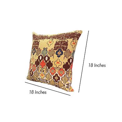 18 x 18 Square Accent Pillow, Printed Unique Quatrefoil Design, Polyester Filler, Brown, Orange, Yellow