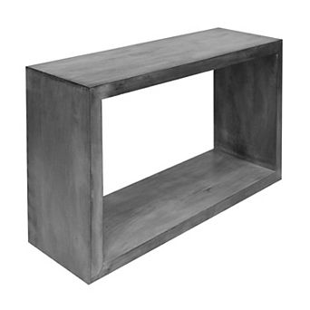 Keli 52 Inch Cube Shape Wooden Console Table With Open Bottom Shelf, Charcoal Gray