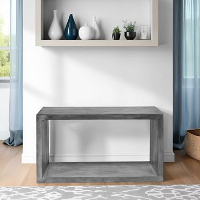 Keli 52 Inch Cube Shape Wooden Console Table With Open Bottom Shelf, Charcoal Gray