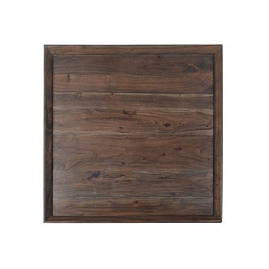 36 Inch Square Shape Acacia Wood Coffee Table with Trapezoid Base, Brown