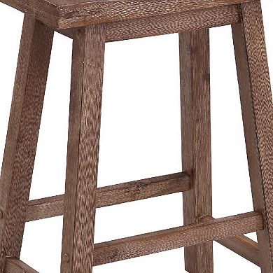 Wooden Frame Saddle Seat Counter Height Stool with Angled Legs, Brown