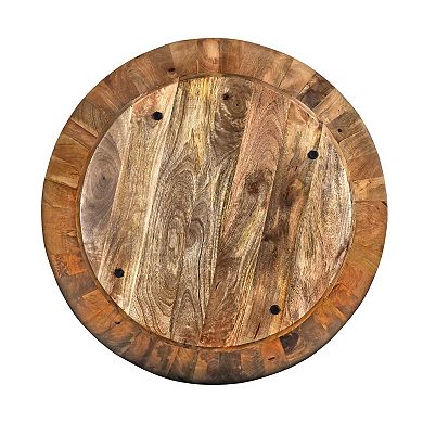 Arthur Mango Wood Coffee Table In Round Shape, Dark Brown