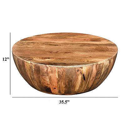 Arthur Mango Wood Coffee Table In Round Shape, Dark Brown