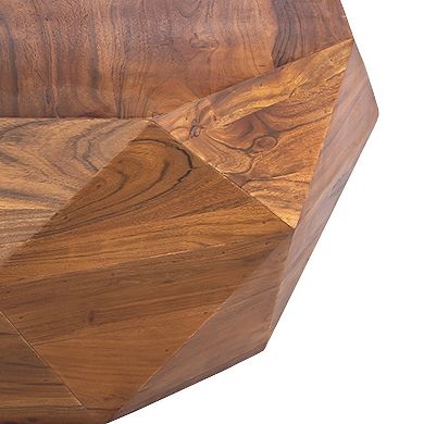 Bon 33 Inch Diamond Shape Acacia Wood Coffee Table With Smooth Top, Dark Brown
