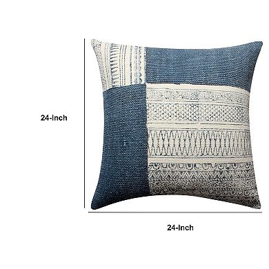 Dae 24 x 24 Square Handwoven Cotton Accent Throw Pillow, Classic Simple ...
