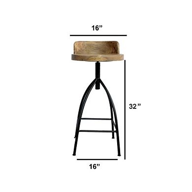 30-35 Inch Industrial Style Adjustable Swivel Bar Stool With Backrest