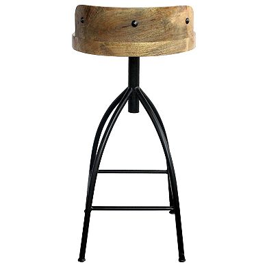 30-35 Inch Industrial Style Adjustable Swivel Bar Stool With Backrest