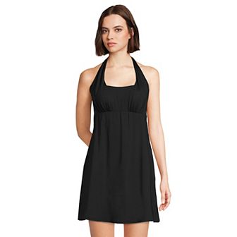 Women's Lands' End Chlorine Resistant Square Neck Halter Swim Dress