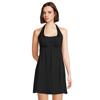 Women's Lands' End Chlorine Resistant Square Neck Halter Swim Dress