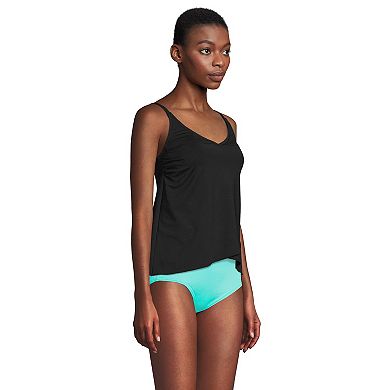 Women's Lands' End DD Torso Chlorine Resistant V-Neck Tulip Hem Tankini Swimsuit Top with Adjustable Straps