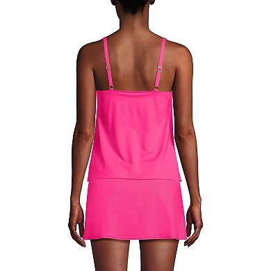Women's Lands' End DD Torso Chlorine Resistant V-Neck Tulip Hem Tankini Swimsuit Top with Adjustable Straps