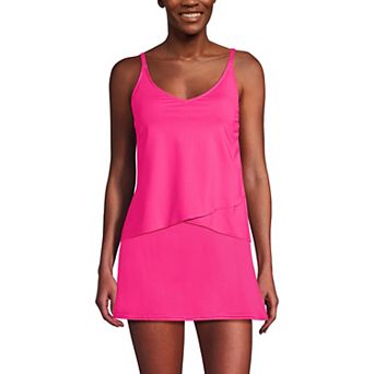 Women's Lands' End DD Torso Chlorine Resistant V-Neck Tulip Hem Tankini Swimsuit Top with Adjustable Straps