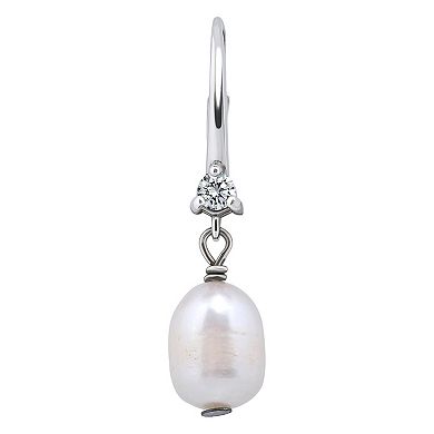 Aleure Precioso Sterling Silver Cubic Zirconia & Freshwater Cultured Pearl Leverback Earrings