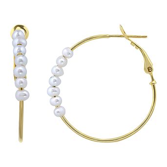 Aleure Precioso Sterling Silver Freshwater Cultured Pearl Hoop Earrings