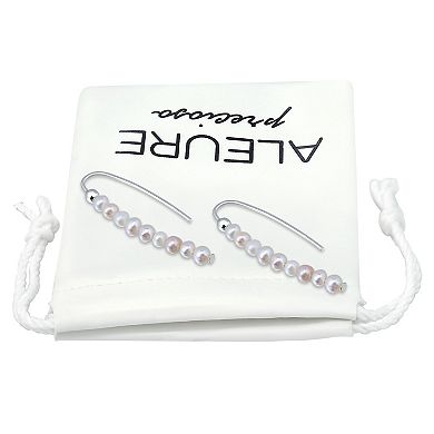 Aleure Precioso Sterling Silver Freshwater Cultured Pearl Threader Drop Earrings