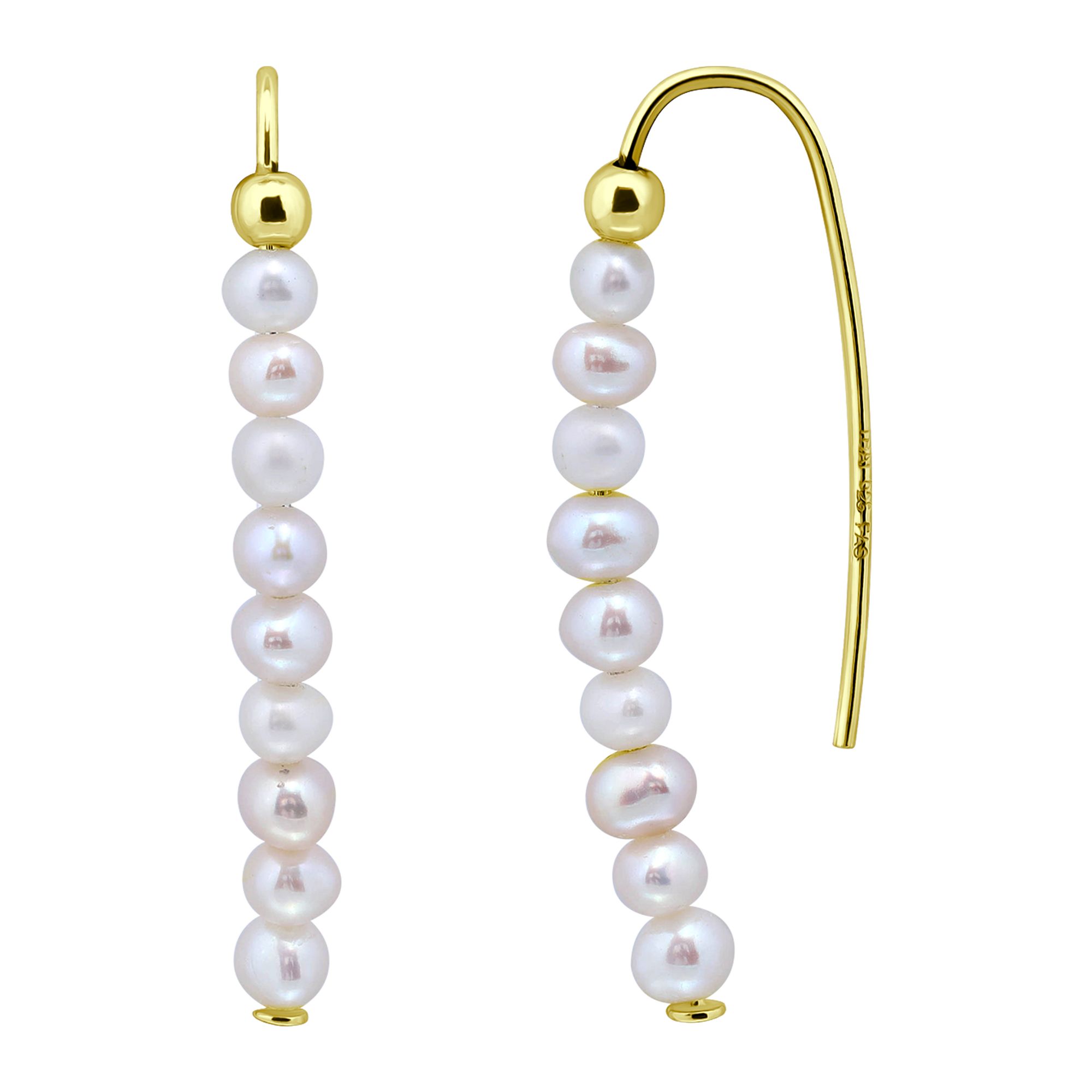 Aleure Precioso Sterling Silver Freshwater Cultured Pearl Threader Drop Ear