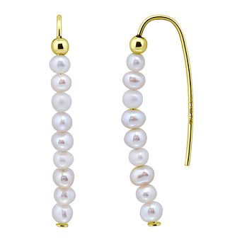 Aleure Precioso Sterling Silver Freshwater Cultured Pearl Threader Drop Earrings