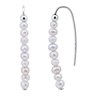 Aleure Precioso Sterling Silver Freshwater Cultured Pearl Threader Drop Earrings