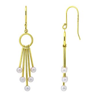 Aleure Precioso 18k Gold Over Silver Multi Drop & Freshwater Cultured Pearl Dangle Earrings