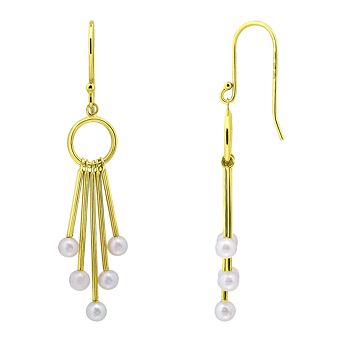 Aleure Precioso 18k Gold Over Silver Multi Drop & Freshwater Cultured Pearl Dangle Earrings