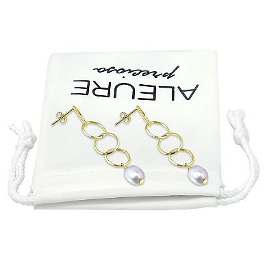 Aleure Precioso Sterling Silver Freshwater Cultured Pearl Multi Circle Linear Drop Earrings