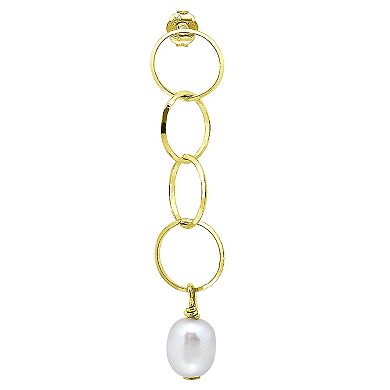 Aleure Precioso Sterling Silver Freshwater Cultured Pearl Multi Circle Linear Drop Earrings