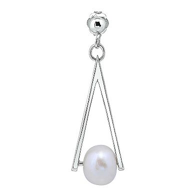 Aleure Precioso Sterling Silver & Freshwater Cultured Pearl Triangle Drop Earrings