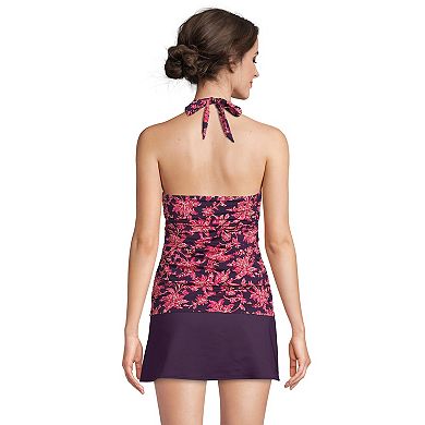 Petite Lands' End Chlorine Resistant Square Neck Halter Tankini Swimsuit Top