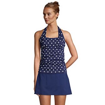 Petite Lands' End Chlorine Resistant Square Neck Halter Tankini Swimsuit Top