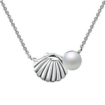 Aleure Precioso Sterling Silver Shell & Freshwater Cultured Pearl Pendant Necklace