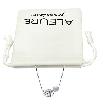 Aleure Precioso Sterling Silver Shell & Freshwater Cultured Pearl Pendant Necklace
