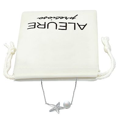 Aleure Precioso Sterling Silver Starfish & Freshwater Cultured Pearl Pendant Necklace