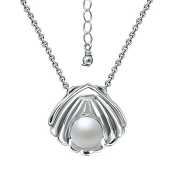 Aleure Precioso Sterling Silver Clam Shell & Freshwater Cultured Pearl Pendant Necklace