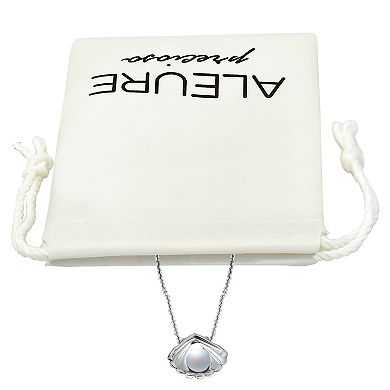 Aleure Precioso Sterling Silver Clam Shell & Freshwater Cultured Pearl Pendant Necklace