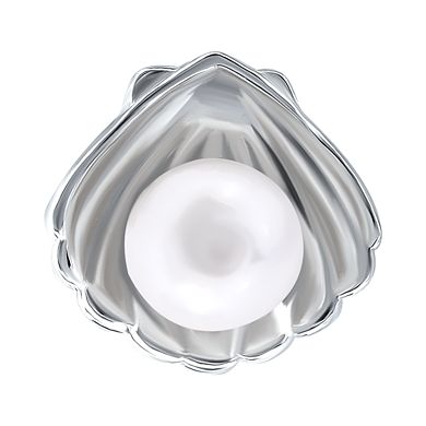 Aleure Precioso Sterling Silver Clam Shell & Freshwater Cultured Pearl Stud Earrings